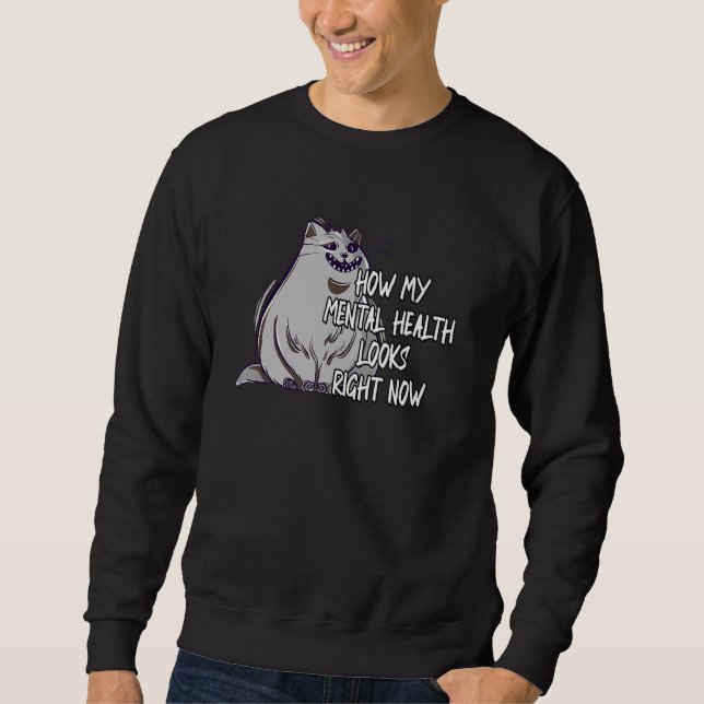 My Mental Health Looks Stressed Scared Cat Borderl Sweatshirt (Front)