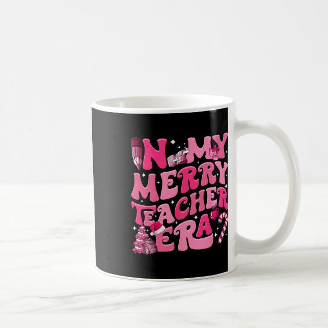 My Merry Teacher Era Retro Groovy Teacher Christma Coffee Mug (Right)