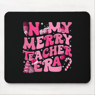 My Merry Teacher Era Retro Groovy Teacher Christma Mouse Pad