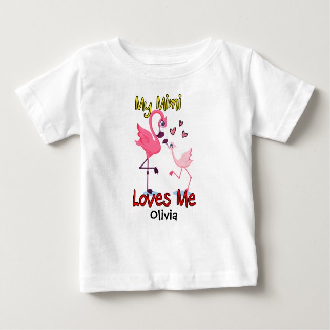 My Mimi Loves Me Flamingo Baby T-Shirt (Front)