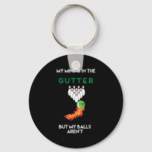 My Mind Is In The Gutter Fun Bowling Drinking Key Ring