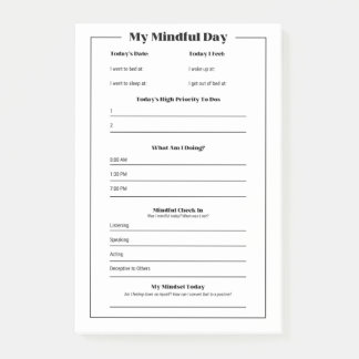 My Mindful Day: Mindfulness Daily Tracker Post-it Notes