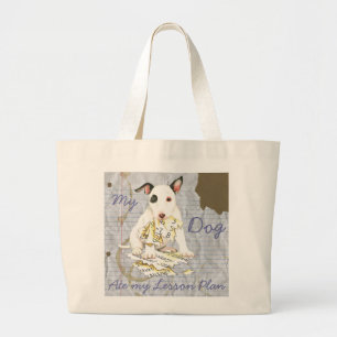 My Miniature Bull Terrier Ate my Lesson Plan Large Tote Bag