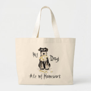 My Miniature Schnauzer Ate My Homework Large Tote Bag
