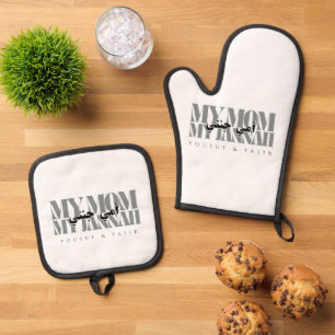MY MOM MY JANNAH Personalised Gift for Muslim Mum Oven Mitt & Pot Holder Set