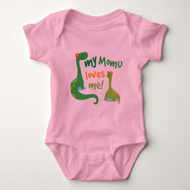 My Momu Loves Me Dinosaur Baby Bodysuit (Front)