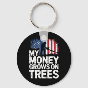 My Money Grows On Trees American Flag Arborist  Key Ring