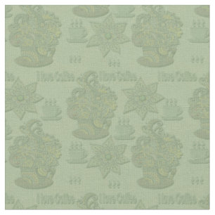 My Monochrome 'I love coffee' design Fabric