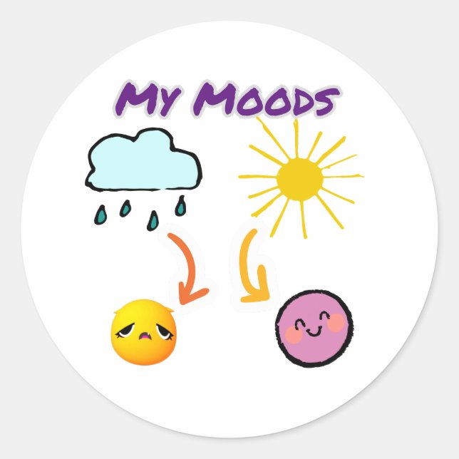 My Moods Classic Round Sticker (Front)