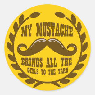 My Moustache Brings all the Girls to the Yard Classic Round Sticker