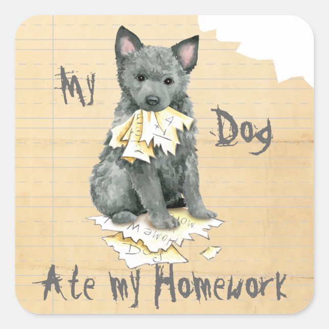 My Mudi Ate My Homework Square Sticker (Front)