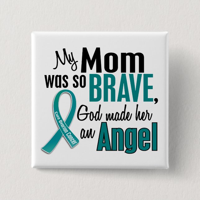 My Mum Is An Angel 1 Ovarian Cancer 15 Cm Square Badge (Front)