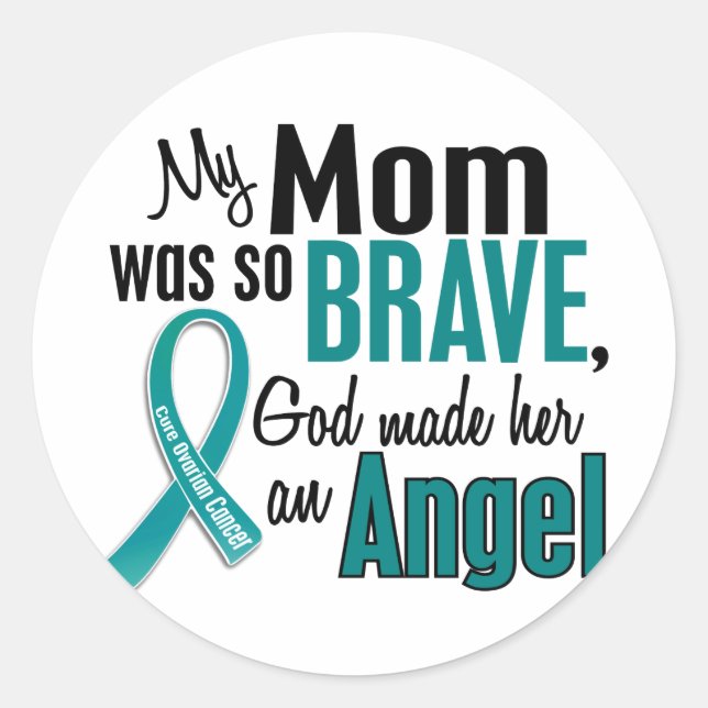 My Mum Is An Angel 1 Ovarian Cancer Classic Round Sticker (Front)
