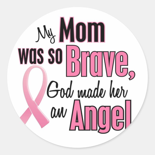 My Mum Is An Angel Breast Cancer Classic Round Sticker (Front)