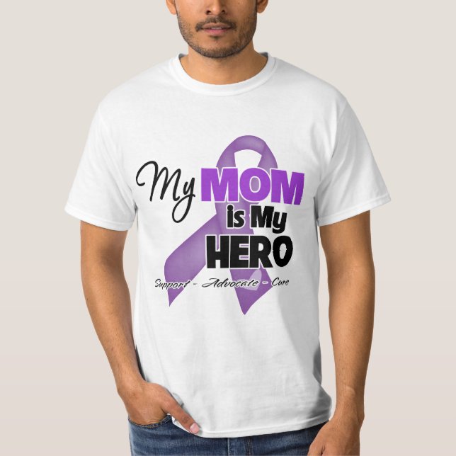 My Mum is My Hero - Purple Ribbon T-Shirt (Front)