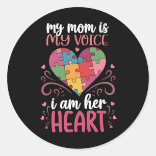 My Mum Is My Voice Autism Autistic Awareness Classic Round Sticker