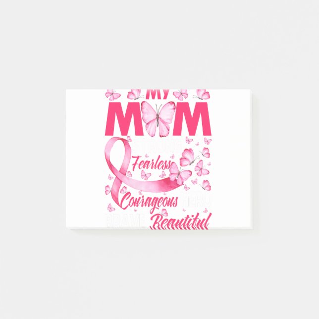My Mum Pink Ribbon Warrior Breast Cancer Post-it Notes (Front)