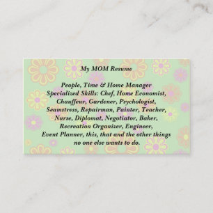 My Mum Resume Calling Card groovy pop flowers