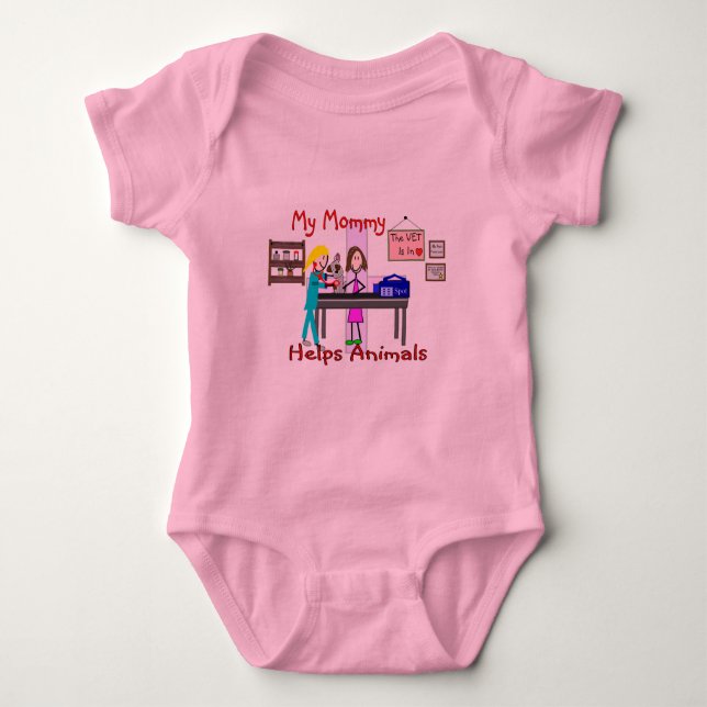 My Mummy Helps Animals--Veterinary Kids Gifts Baby Bodysuit (Front)