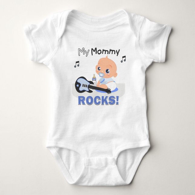 My Mummy Rocks Blue Guitar Infant Creeper BodySuit (Front)