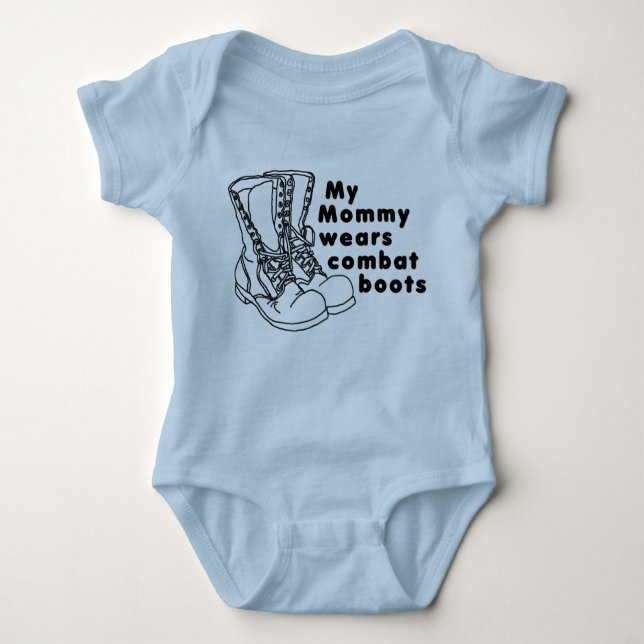 My Mummy Wears Combat Boots Baby Bodysuit (Front)