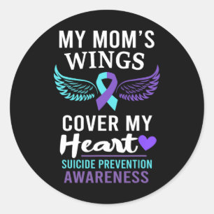 My Mum's Wings Cover Heart Suicide Awareness Ribbo Classic Round Sticker