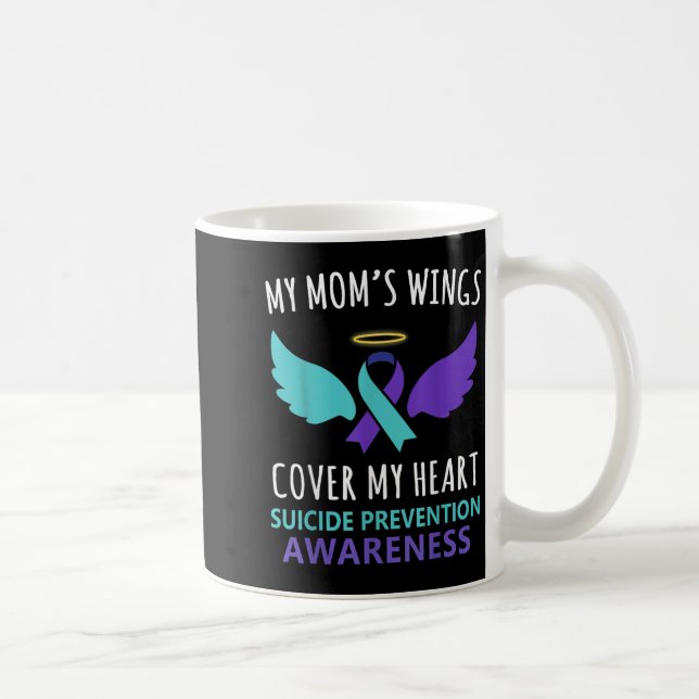 My Mum's Wings Cover Heart Suicide Awareness Ribbo Coffee Mug (Right)