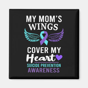My Mum's Wings Cover Heart Suicide Awareness Ribbo Magnet