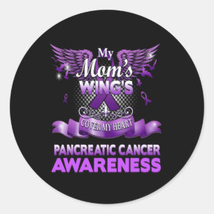 My Mum's Wings Cover My Heart Pancreatic Cancer Aw Classic Round Sticker