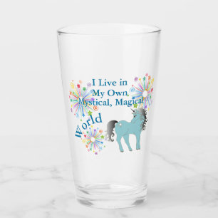My Mystical Magical World Blue Unicorn Glass