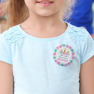 My name is button Unicorn Birthday Party