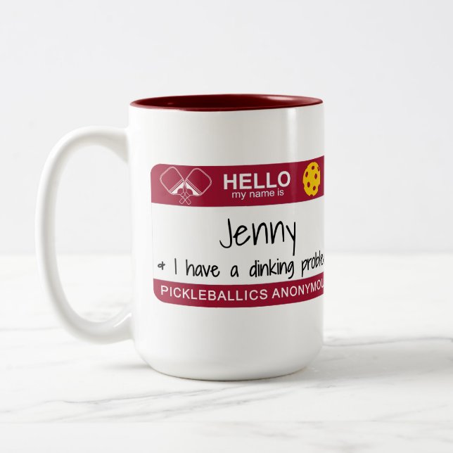 My name is | I Have a Dinking Problem | Pickleball Two-Tone Coffee Mug (Left)