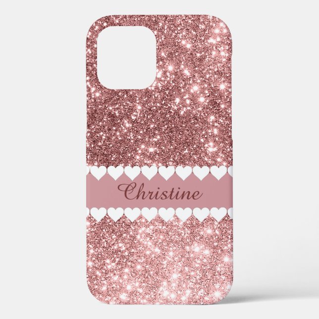 My Name White Hearts on Rose Gold Case-Mate iPhone Case (Back)