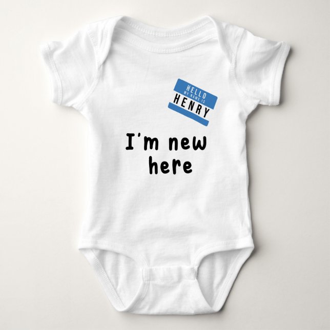 My Name's Henry I'm New Here Baby Bodysuit (Front)