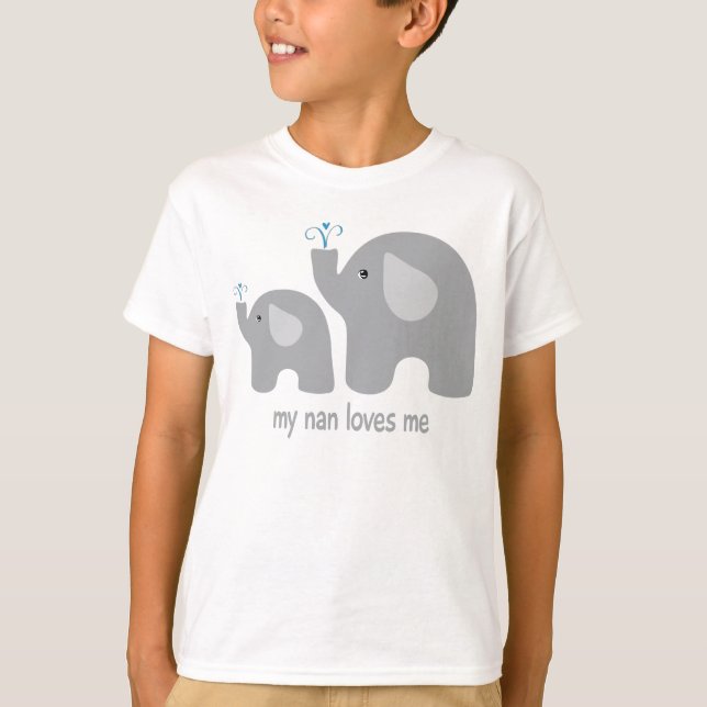 My Nan Loves Me - Elephant Shirt for Kids (Front)
