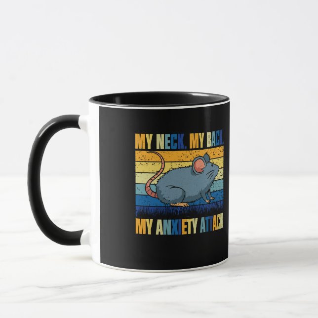 My Neck My Back My Anxiety Attack Rat Retro Mug (Left)