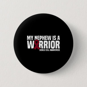 My Nephew is a Warrior Burgundy Ribbon Sickle Cell 6 Cm Round Badge