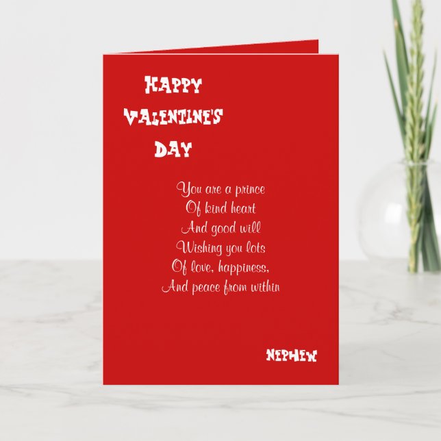 My nephew on valentine's day holiday card (Front)