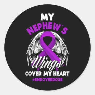 My Nephew's Wings Cover My Heart End Overdose  Classic Round Sticker
