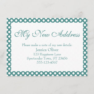 My New Address w/ Light Teal and White Polka Dots Enclosure Card
