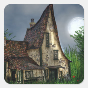 My New House at Night Square Sticker