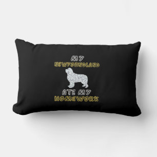 My newfoundland ate my homework   Funny Dog Quotes Lumbar Cushion