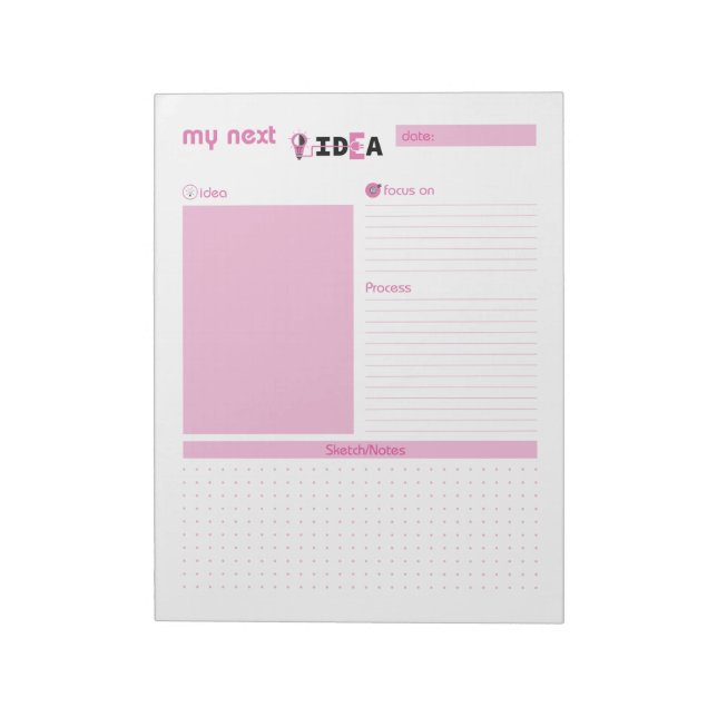 My Next Idea Pink Notepad (Rotated)