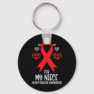 My Niece Heart Disease Awareness Ribbon Leopard Bu Key Ring