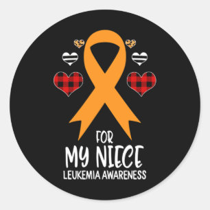My Niece Leukaemia Awareness Ribbon Leopard Buffal Classic Round Sticker