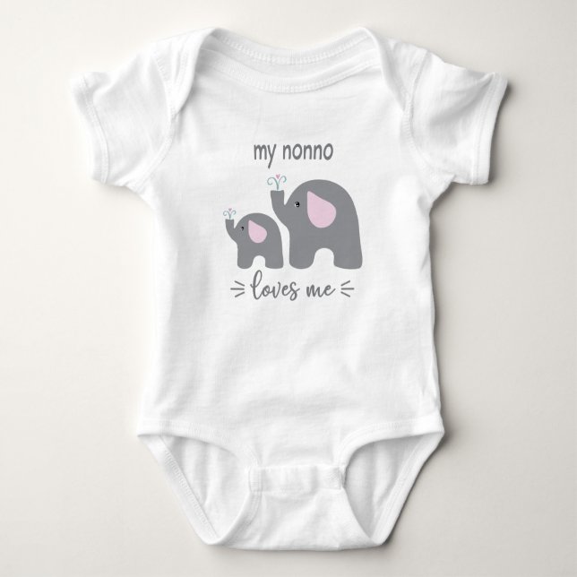 My Nonno Loves Me - Elephant Baby One-Piece Bodysuit (Front)