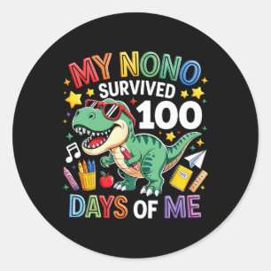 My Nono Survived 100 Days Of Me T Rex Dinosaur Boy Classic Round Sticker