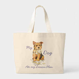 My Norwich Terrier Ate my Lesson Plan Large Tote Bag