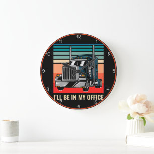 My Office: Modern Trucker's Domain Large Clock