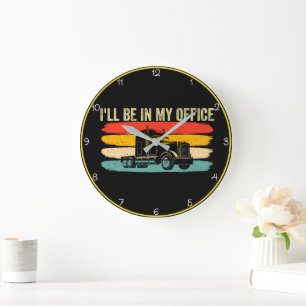 My Office: Retro Trucker's Domain Large Clock